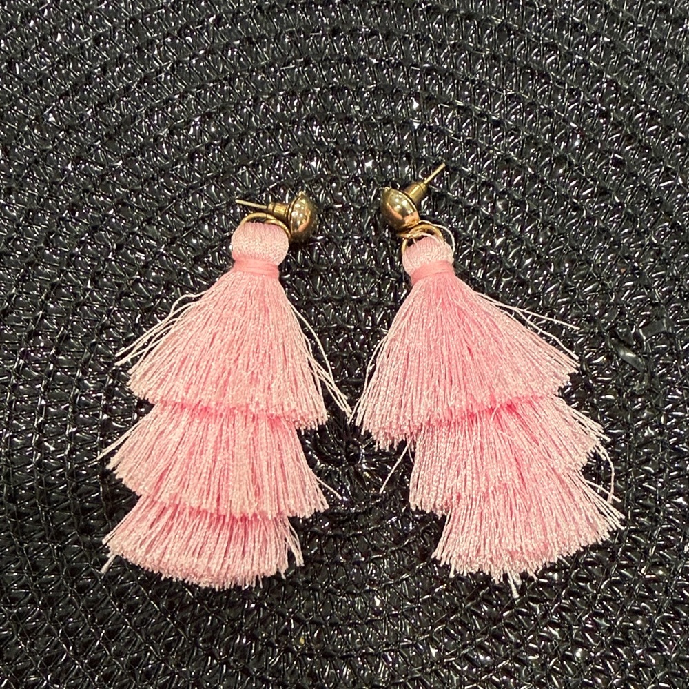 Pink Tiered Tassel Drop Earrings - Women Jewelry